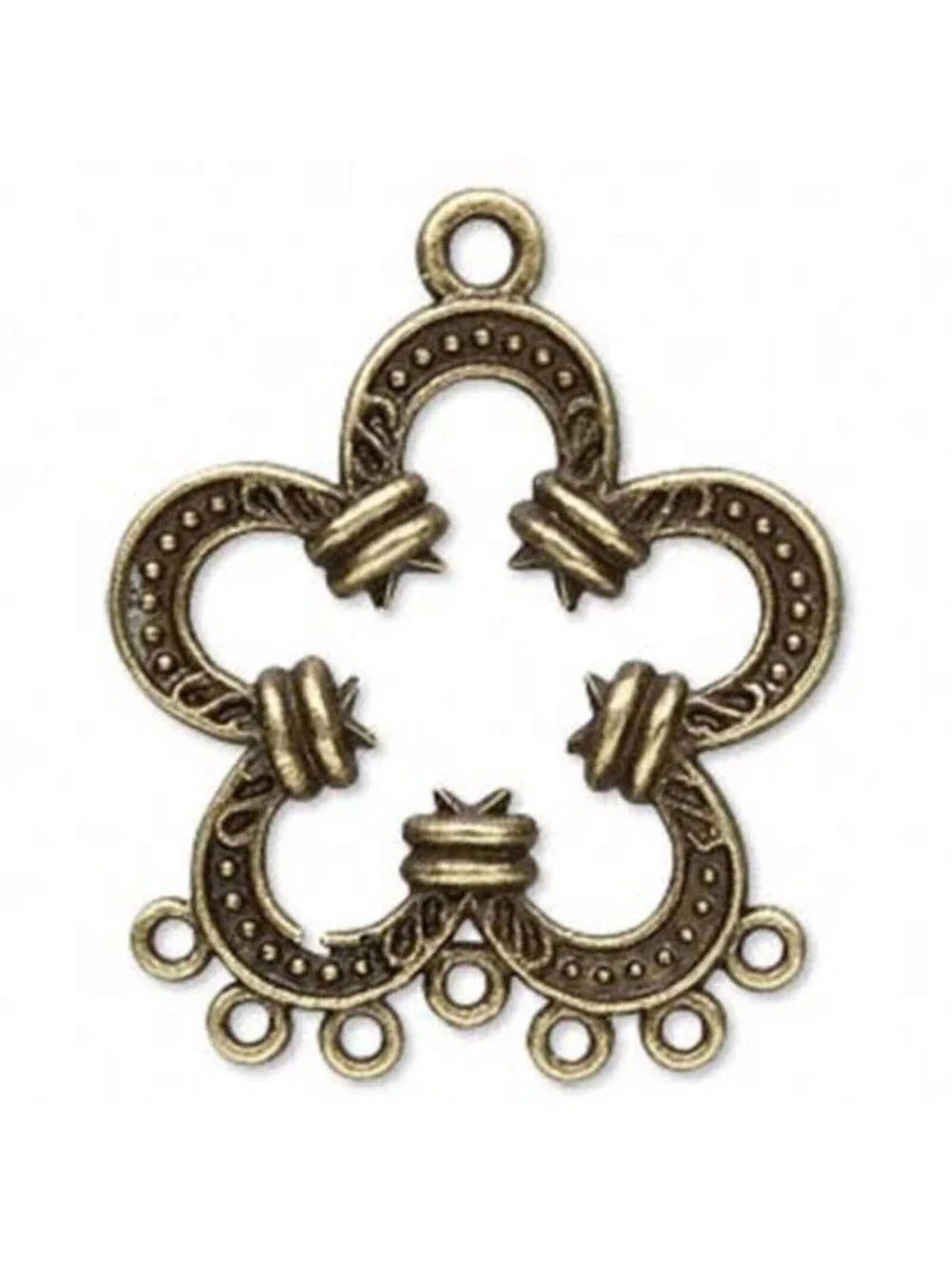 Antiqued Brass Pewter 33x32mm Fancy Flower Pendant Earring Findings 2 pcs